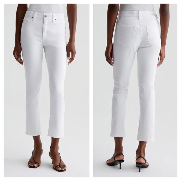 Ag Adriano Goldschmied Mari Crop High Rise Straight Jeans in White Women's 26 - Picture 1 of 7